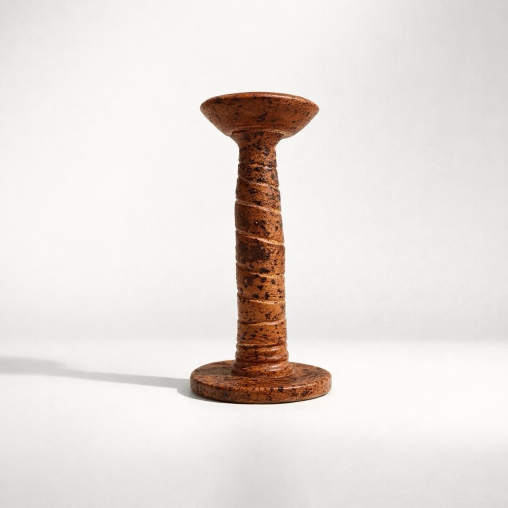 GORGEOUS MID-CENTURY MODERN HANDMADE POTTERY VINTAGE PILLAR CANDLE HODLER‎